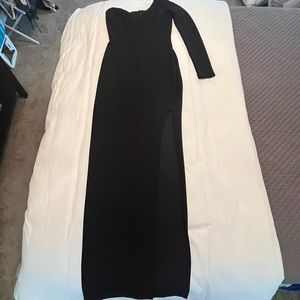 One sleeve black dress